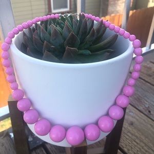 Neon Hot Pink Retro Round Statement bead necklace